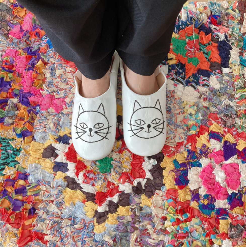 Cat babouche Gray x White