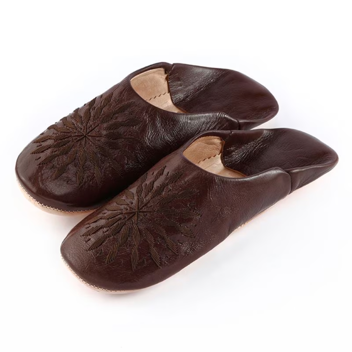 Embroidered babouche Brown x Brown