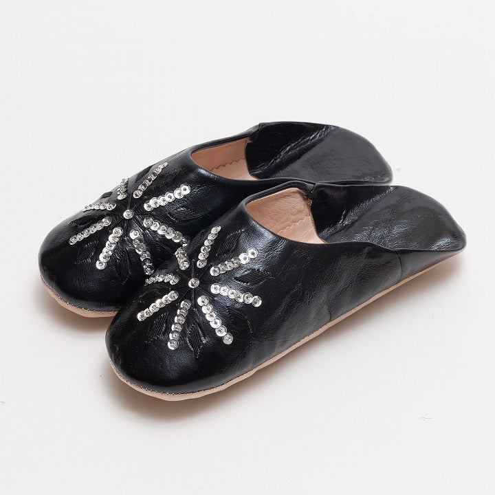 Kinder pailletten babouche Zwart