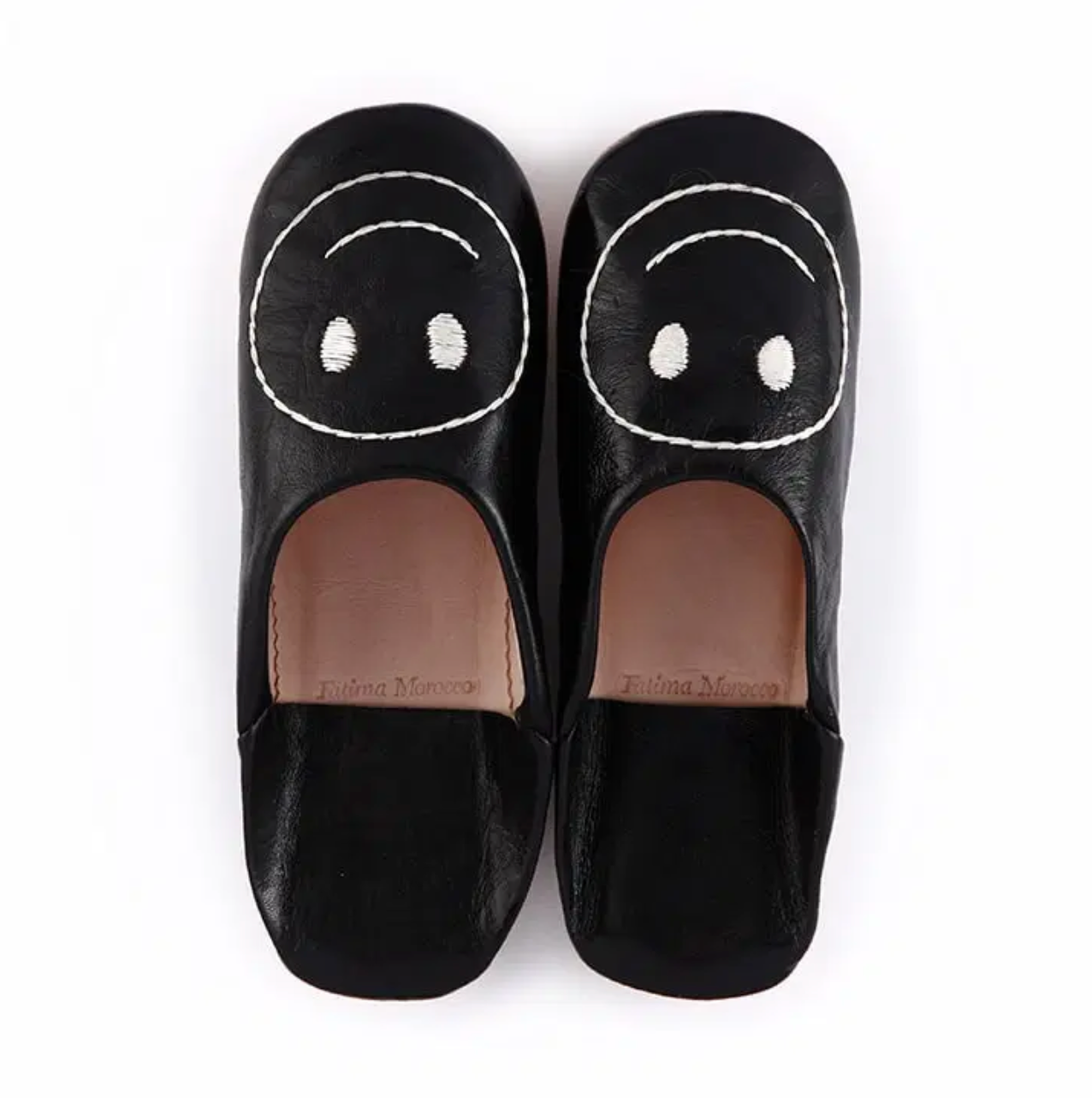 Smiley babouche Zwart x Wit