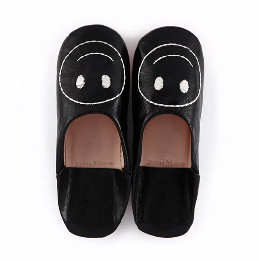 Smiley babouche Zwart x Wit