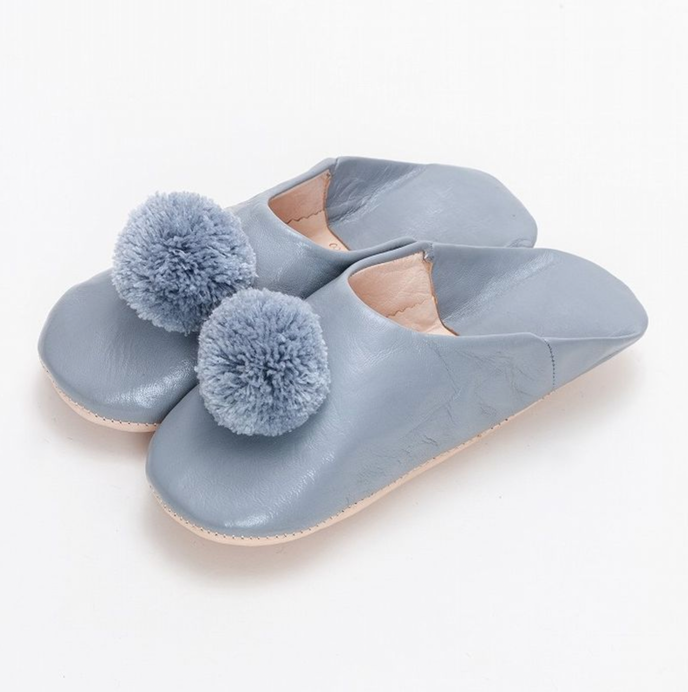 Pom pom babouche Gray
