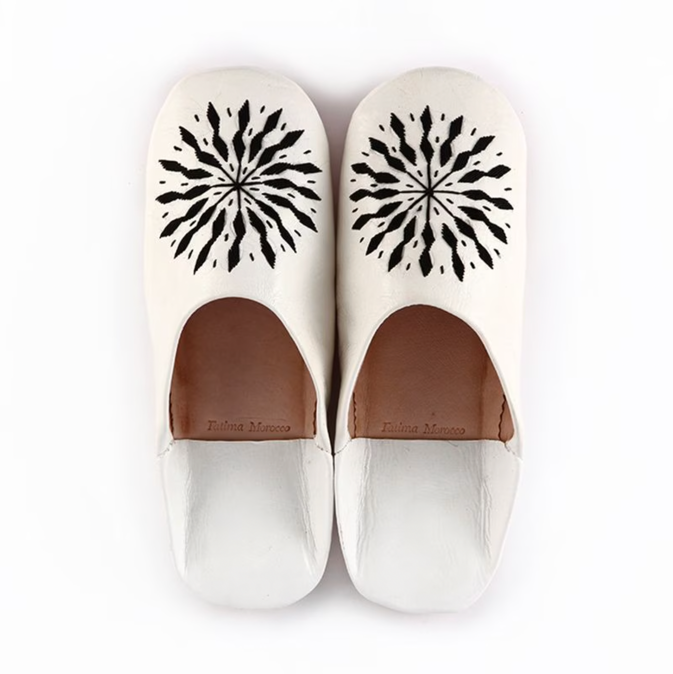 Embroidered babouche White x Black