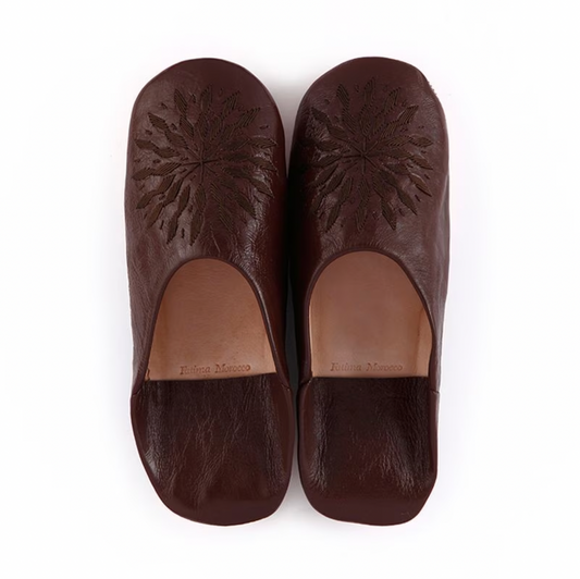 Embroidered babouche Brown x Brown