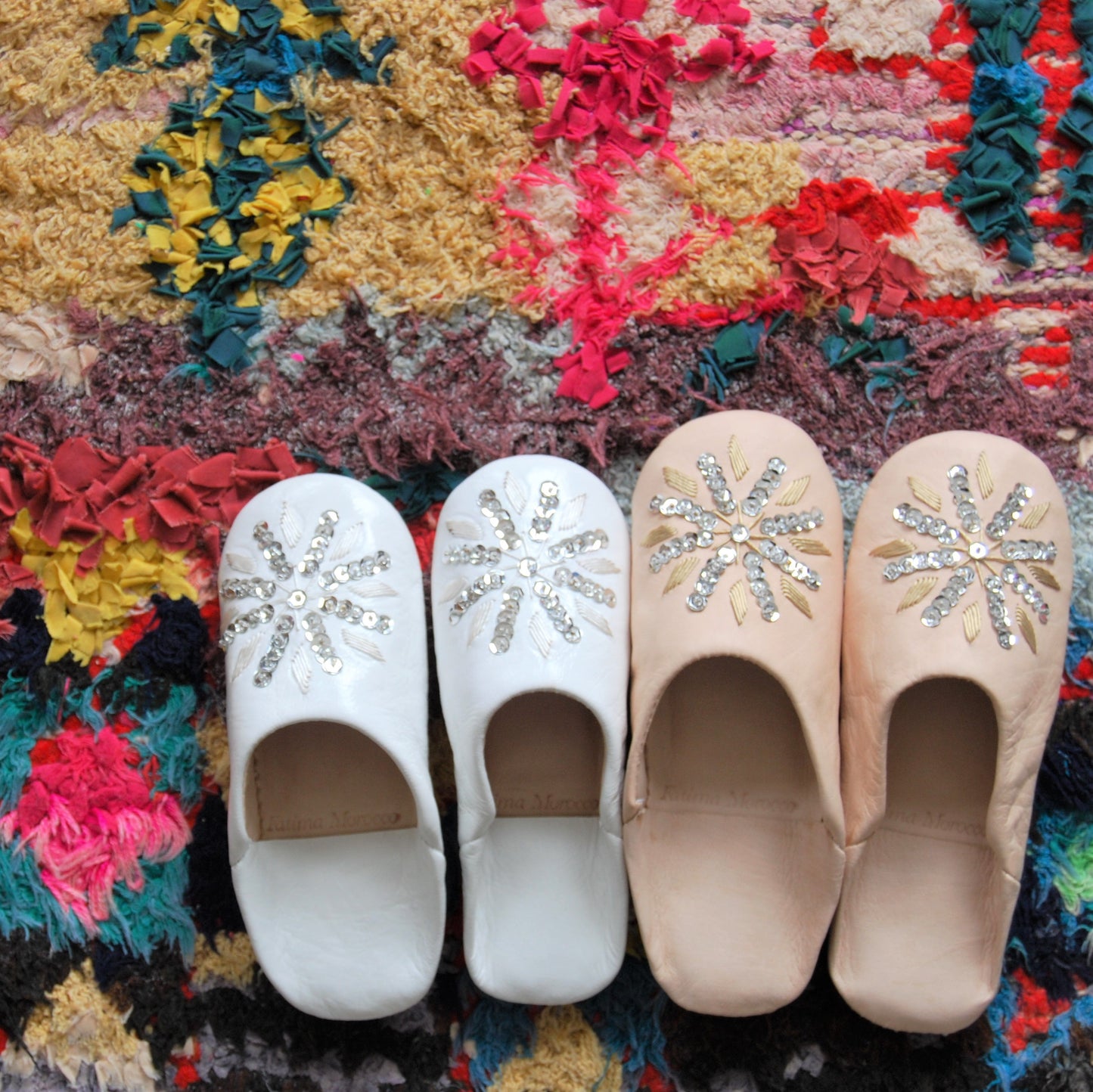 Kinder pailletten babouche Natural