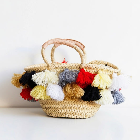 Double tassel basket Natural M