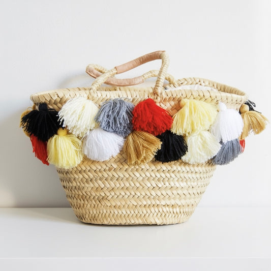 Double tassel basket Natural L