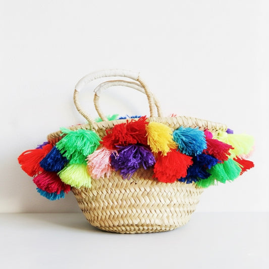 Double tassel basket White M