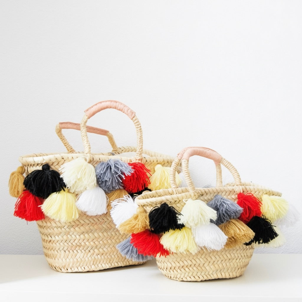 Double tassel basket White M