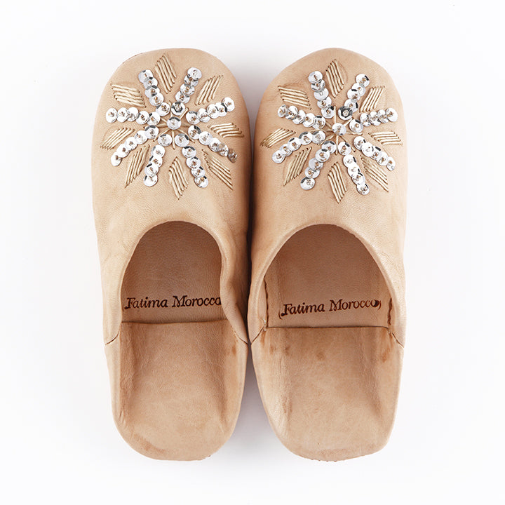 Kinder pailletten babouche Natural