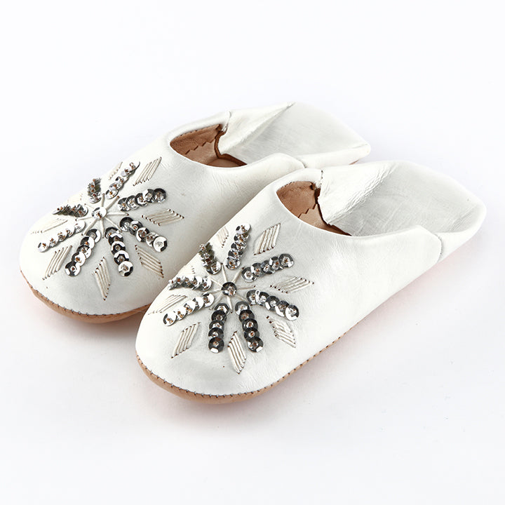 Kinder pailletten babouche Wit