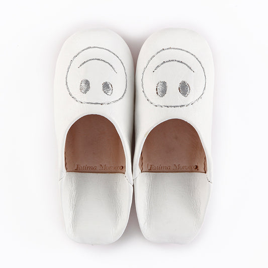 Smiley babouche Wit x Zilver